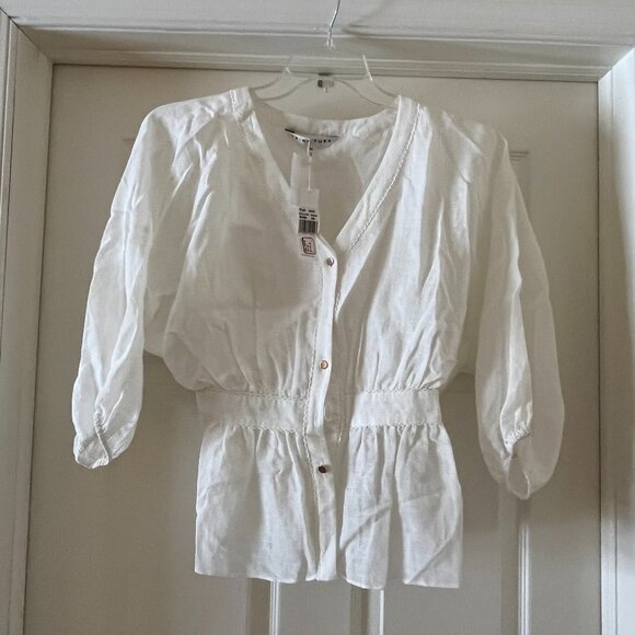 Trina Turk Women's Monochrome Button Front Top white size XS - Picture 2 of 7
